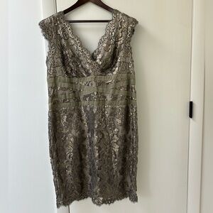 Bronze gold sequined formal cocktail or bridesmaid dress